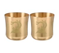 VICASKY 2pcs Vintage Brass Chalice Cups for Kitchen and Wine Cup Collection Stable Copper Drinking with Exceptional Durability and Intricate Antique Patterns