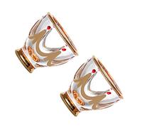 VICASKY 2PCS Vintage Crystal Glass Wine Cups with Thick Base Hand Painted Luxury Small Liquor Glasses for Parties Weddings Picnics and Bar Use