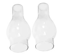 VICASKY 2pcs Vintage Kerosene Lamp Glass Shade Antique Style Oil Lamp Cover with Polished Glass Classic Windproof Design Easy to Install