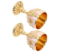 VICASKY 2pcs Vintage Retro Zinc Alloy Wine Cups, Sturdy Party Whisky Goblets with Gold-White Pumpkin Design, Decorative Home Bar Drinkware for Entertaining and Collection