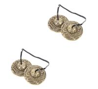 VICASKY 2pcs Vintage Rhythm Handheld Cymbal Bell Percussion Instrument for Yoga Meditation Relax Small Finger Instrument Sound for Music Practice