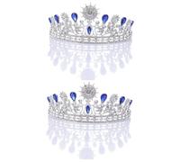 VICASKY 2pcs Wedding Prom Bridal Crown Rhinestone Crystal Decor Headband for Bride Bridal Decorations Party Occasion