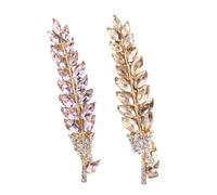 VICASKY 2pcs Women Metal Hair Clips Crystal Leaf Spring Hairpins and Pink Bobby Pins for Girls Casual and Formal Hairstyles