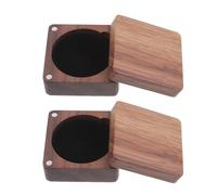 VICASKY 2pcs Wooden Badge Display Case Commemorative Wooden Box Solid Black Walnut Coffee Color Unique Artistic Design Wood Grain Box Protective Storage Badge Display for Giftgiving