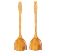 VICASKY 2pcs Wooden Spatula Long Handle Heat Resistant Non Stick Cooking Utensils for Wok and Kitchen Use Eco Friendly Wood Tools for Mixing and Stirring