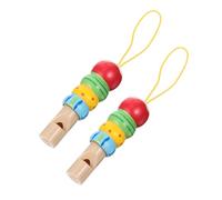 VICASKY 2pcs Wooden Whistle for Lanyard Cute Cartoon Design Musical Instruments Early Education Creative Playthings Gift for Preschoolers