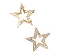 VICASKY 2pcs Zinc Alloy Rhinestone Star Brooches for Women and Men, Easy to Attach and Remove, Elegant Golden Five-pointed Star Pins for Decoration and Banquet Accessories