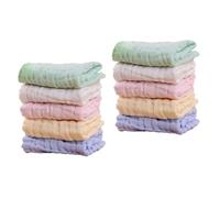VICASKY 2sets 6-Layer Cotton Washcloths Set Soft Absorbent Hand Towels for Newborn Solid Colors No Odor Durable Stitching 5pcs*2