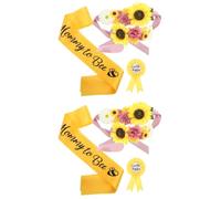 VICASKY 2sets Mommy Sash Shower Decorations Flower Waist Belt Corsage Pin for Boy Gender Reveal Unique Maternity Photo Props Easy to Tie Comfortable