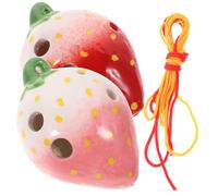 VICASKY 2sets Ocarina for Beginners Strawberry Modeling Wind Instrument for Boy Girl Practice Music Toy Ocarinas Random Rope