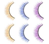 VICASKY 3 Pairs 3d Multilayer Colorful False Eyelashes Set with Yellow Purple Blue, Reusable Fake Eyelashes for Women Party Halloween Makeup