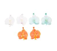 VICASKY 3 Pairs Floral Earrings Butterfly Orchid Dangle Lightweight Summer Beach Jewelry for Women Accessories Green Orange White