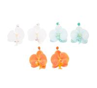 VICASKY 3 Pairs Floral Earrings Lightweight Butterfly Orchid Dangle Jewelry for Women Summer Beach Holiday Tropical Boho Accessories Green Orange White