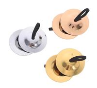 VICASKY 3 Pairs Mini Brass Finger Cymbals for Lightweight Percussion Bells Musical Castanets for Orff Music Education Belly Dance Inspired Hand Zills