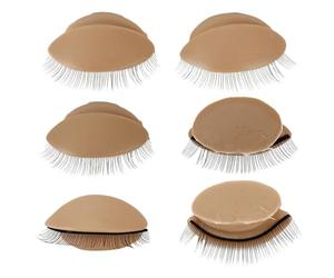 VICASKY 3 Pairs Silicone Practice Lashes for Lash Extensions with Removable Realistic Eyelids, Easy Storage and Real Skin Touch, for Eyelash Extension Training and Makeup Practice