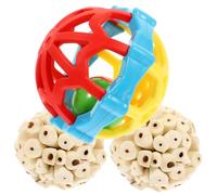 VICASKY 3 Pcs Bird Chew Ball Plant-made Rubber Material Can Be Rolled Entertainment for Small Animals Parakeets Random Color