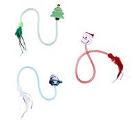 VICASKY 3 Pcs Christmas Cat Teaser with Catnip and Bell, Plush Interactive Spring Tube for Indoor Cats, Random Styles Pet Play Set