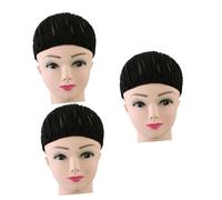 VICASKY 3 pcs Easier Sew Black Cornrow Crochet Wig Cap Stretchy Dome Net for Braiding Wigs S Comfortable Soft Elastic for Making Braids