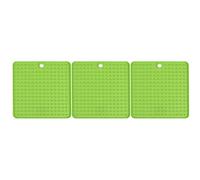 VICASKY 3 Pcs Heart Shape Silicone Mats Heat Insulated Draining Mats Multifunctional Table Placemats for Kitchen and Living Room Green