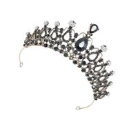VICASKY 3 pcs Retro Shiny Crystal Bride Crown Elegant Wedding Headdress for Women Bridal Party Photo Prop Black Baroque