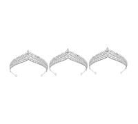 VICASKY 3 pcs Silver Rhinestone Pearl Bridal Crown Hairband for Women Wedding Headpiece Elegant Princess Tiara Hair Accessory Suitable for Brides and Special Occasions