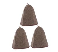 VICASKY 3 PCS Thick Wool Felt Sauna Cap High Top Finnish Sauna Hat for Hair Protection Full Coverage Bathing Hat for Steam Vaporarium Hair Spa and Shower Use