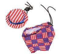 VICASKY 3 Sets Adjustable Mini Pet Hat and Cloak for Independence Day Small Hamster Cosplay Costume with Blue Ribbon Hat and American Flag Cape Patriotic Outfit for Small Pets and Reptiles