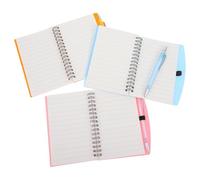 VICASKY 3 Sets Spiral Notebooks with Three Pens Small Pocket Sized Notebooks for School and Professional Settings College Ruled Paper with Sturdy Iron and Plastic Coil Binding