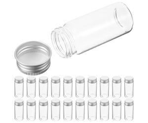 VICASKY 30pcs Clear Glass Vials with Caps Leakproof Sample Tubes for Medicine Herbs Capsules Sealed Storage for Liquids and Powders High Transparency Laboratory Containers