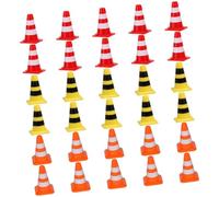 VICASKY 30pcs Mini Plastic Traffic Cones for Safe Roadblock Simulation Bright Red Yellow Orange Construction Signs Educational Traffic Scene for Micro Landscape Table