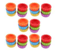 VICASKY 30Pcs Reptile Feeding Dish Set with Silicone Gecko Food Cups and Water Bowls Leaf-Shaped Lizard Feeder for Leopard Gecko Chameleon Crested - Multi-Color Water and Food Bowls for