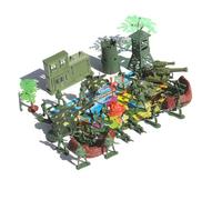 VICASKY 37pcs Military Soldier Playset with Tanks Aircraft Artillery Buildings Imaginative Pretend Battle Scene for Boys and Educational Military Model