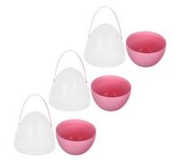 VICASKY 3pcs 25cm Pink Plastic Easter Eggs with Handle - Large Fillable Easter Egg Hunt Containers for Party Favors and Basket Fillers