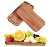 VICASKY 3pcs Acacia Wood Serving Tray Rustic Food Platters with Unique Grain Smooth Finish Solid Wood for Appetizer Fruit Bread Snacks Home Kitchen Use