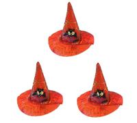 VICASKY 3pcs Adjustable Cat Witch Hat Pet Halloween Christmas Costume with Spider Web Pumpkin Bat Design Soft Comfortable Fabric for Dogs and Cats Party Cosplay