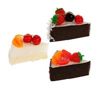 VICASKY 3Pcs Artificial Cake Models for Photography Props Realistic Fake Food Decorations PU Material Simulation Cakes for Home Party Office and Kindergarten Use