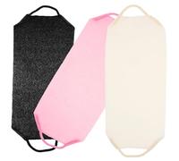 VICASKY 3pcs Back Exfoliating Towels Set Elastic Bath Scrubbers Portable Shower Towels Textured Surface for Deep Cleaning, Includes Grey, Pink, and White, Suitable for Daily Bathing and Skin Care