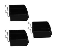 VICASKY 3pcs Black Heavy-duty Plastic Peg Board Storage Bins with Bracket 100x100x50mm, Pegboard Tool Organizer for Garage Workshop Office and Home Storage