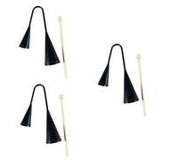 VICASKY 3pcs Boys and Girls Agogo Bell Percussion Instrument Traditional Musical Toy for Early Education Handheld Wooden Stick Design Black