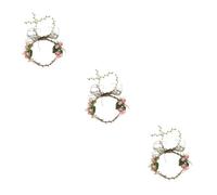 VICASKY 3pcs Bridal Flower Headpiece Faux Rose Vine Wedding Headband for Women Elegant Pink Floral Hair Accessory for Beach Birthday and Ceremony Parties