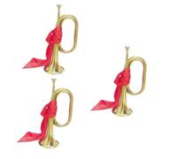 VICASKY 3pcs Bugle Trumpet Metal Beginner Wind Instrument for Orchestra Music Class Horn Shape Manual for Teens and Boys and Girls Learning