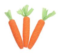 VICASKY 3pcs Carrot Shaped Hamster Chew for Teeth Grinding Natural Molar Playthings for Gerbils Chinchillas Rabbits Pet Dental Care and Entertainment Set