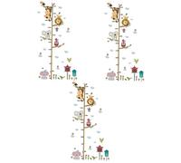 VICASKY 3pcs Cartoon Zoo Animals Height Chart Growth Tracker Wall Decals for Boys and Girls Decor Boy Girl Height Measurement Ruler