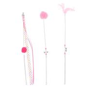 VICASKY 3pcs Cat Funny Stick Toy Ribbon Cat Teaser Stick for Interactive Kitten Plaything Indoor Toys for Wand Lovers