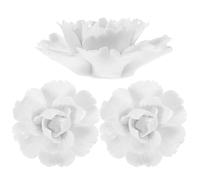VICASKY 3Pcs Ceramic Peony Flower Wall Hanging Decor 3D Ceramic Flower Sculpture White Small Wall Ornament for Living Room Bedroom TV Background