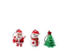 VICASKY 3Pcs Christmas Key Ring Pendant Set Santa Claus, Snowman Christmas Tree, LED Light and Sound Car Pendant, Festive Keychain for and Holiday Decorations
