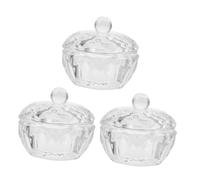 VICASKY 3Pcs Clear Glass Nail Liquid Dish with Lids Refillable Bowls for Acrylic Powder Nail Art Tools Storage Mixing Containers