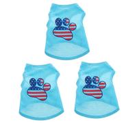 VICASKY 3pcs Comfortable Dog Shirt Small Dog Clothes Pet Summer Shirt Puppy Vest Blue Paw Print for Home and Special Occasions