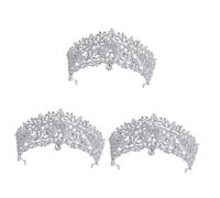 VICASKY 3pcs Crystal Rhinestone Tiara Headband for Bride Wedding Birthday Elegant Silver Bridal Crown Hairpiece with Pins Versatile Sparkling Accessory for Women and Special Occasions