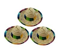 VICASKY 3pcs Delicate Puppy Hat Lightweight Decorative Mexico Straw Headgear for Dogs and Cats Birthday Party Wedding Holiday Accessories